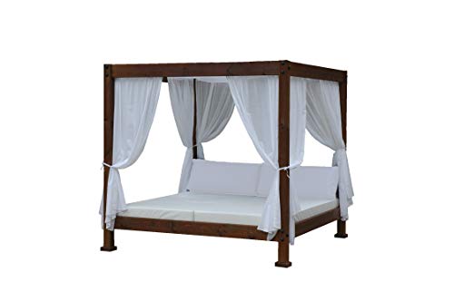 ESTRUCMADER - Cama balinesa con Cama de 2x2m, Nogal-Blanco-Blanco