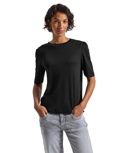 Damen Basic T-Shirt mit Raffung