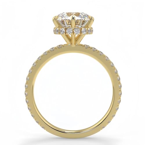 3CT Round Cut Moissanite Engagement Ring for Women 10K/14K/18K White/Yellow/Rose Gold Hidden Halo Simulated Diamond Rings 6-Prong Solitaire Wedding Rings, D Color, VVS1 Clarity2