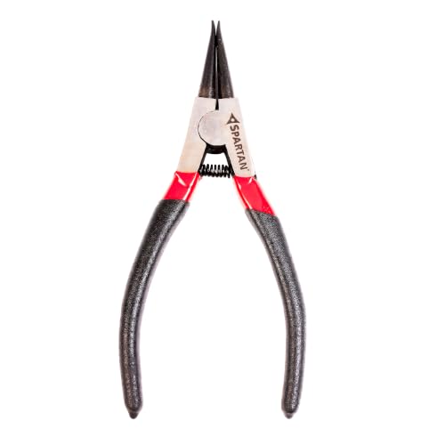 Image of Spartan 7 Inch External Circlip Plier, Straight Nose, Silver Finish, Heavy Duty Snap Ring Plier for Fitting & Removing Circlips in Workshop, Garage & Industrial Use