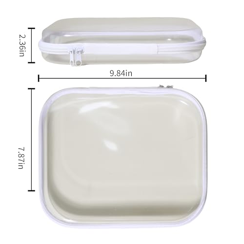 Image of 2-Pack Clear Hard Shell Zipper Case, Large & Small, Transparent, Durable Plastic, Ideal for Building Blocks, Puzzles, Cosmetics, Stationery