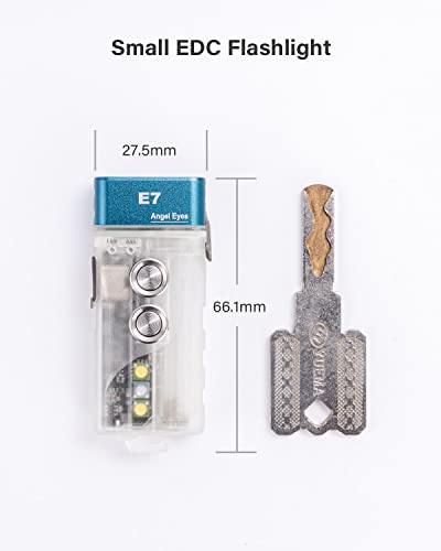 Image of RovyVon E7 EDC Flashlight USB C Rechargeable, 95+ High CRI, 500 Lumens Dual Power Keychain Flashlights Glow Blue, Compatible with AAA Battery for Daily and Outdoors (4000K Nature White /365nm)