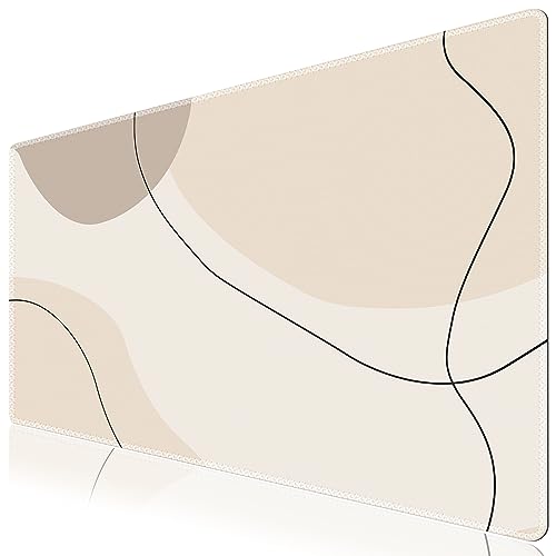 Image of iCasso Extended Gaming Mouse Pad (35.4x15.7 in), Large Stable Rubber Base Mousepad with Stitched Edges, Keyboard Mouse Mat Desk Pad for Work, Game, Office, Home-Brown Art Modern