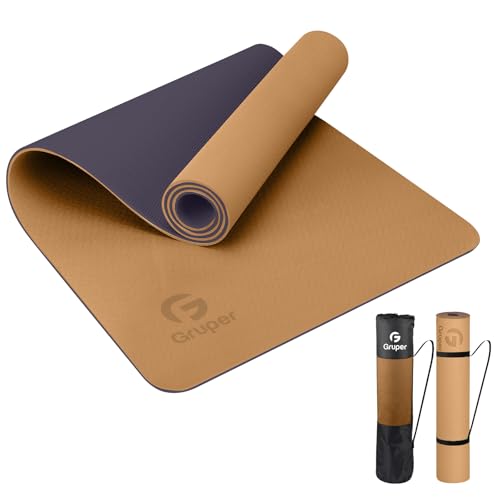 Image of Gruper Yoga Mat Non Slip, Eco Friendly Fitness Exercise Mat with Carrying Strap,Pro Yoga Mats for Women,Workout Mats for Home, Pilates and Floor Exercises