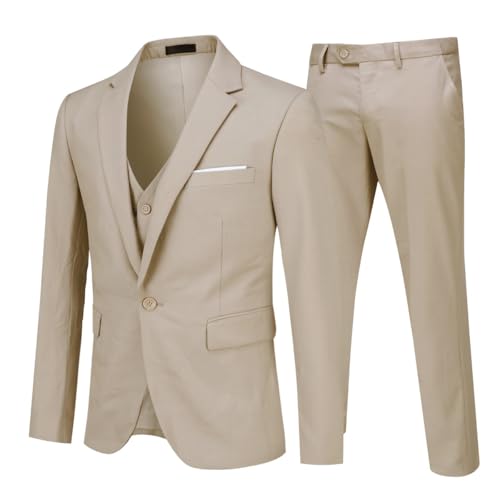 Allthemen Anzug Herren Slim Fit 3 Teilig Anzüge Herrenanzug Sakko Hochzeit Business Griege M