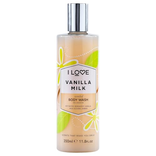 I Love Vanilla Milk Scented Body Wash, Rich & Creamy Foam Which Contains Natural Fruit Extracts, Includes Pro Vitamin B5 For Moisturised & Silky Smooth Skin, CrueltyFree & VeganFriendly 350ml