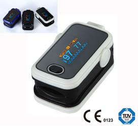 Finger Oximeter Pulse SPO2 & Heart Rate Monitor White, Including 2 Batteries