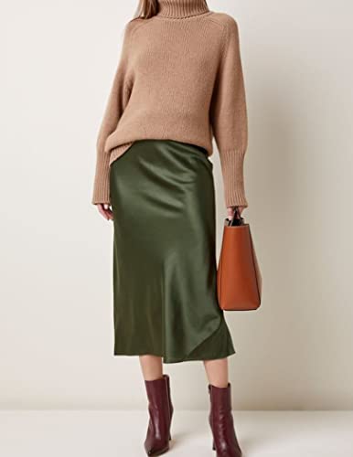 Zeagoo Womens Green Skirt High Waist Satin Skirt Long Fall Silk Skirts4