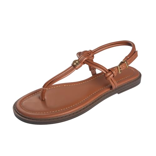 Stratuxx Kaze Women's T-Strap Flat Thong Sandals Adjustable Ankle Buckle - image 1