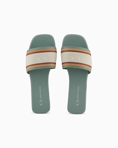 Image of Armani Exchange Women's Padded Slide on Sandal With Printed Corporate Logo on Top