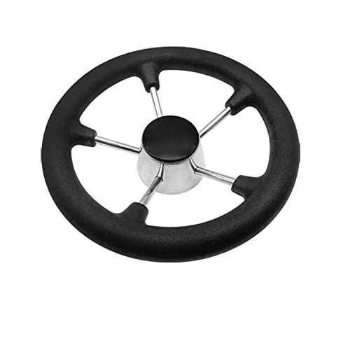 Clynex Volante de barco 11 pulgadas con 5 radios y empuñadura espuma negra perilla Accesorios para barcos(11 Inch Wheel)