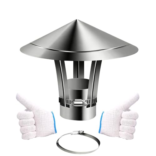Cappello da Camino in Acciaio Inox 100 110 120 130 mm Comignolo Stufa a Pellet Antipioggia Strumento di Sicurezza con Bordo Largo per Camini e Cappe, Progettato per Resisterea(130 mm(201))