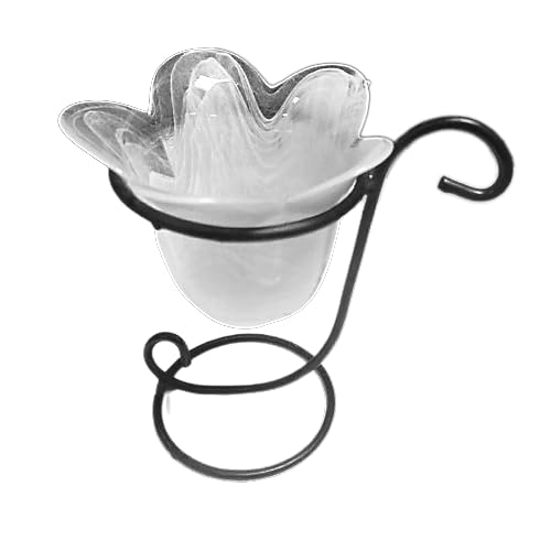 EURO ITALIA Vaso tulipano in vetro con supporto in metallo