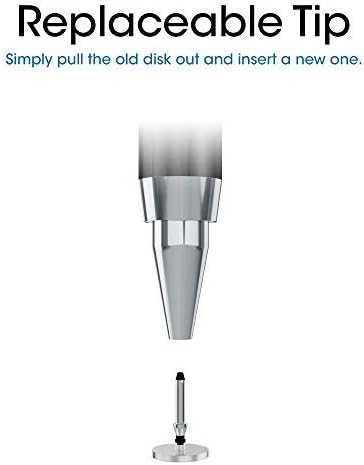 amPen Fine Point Disc Stylus-Retractable Precision Stylus Pen for Touchscreens (Black)