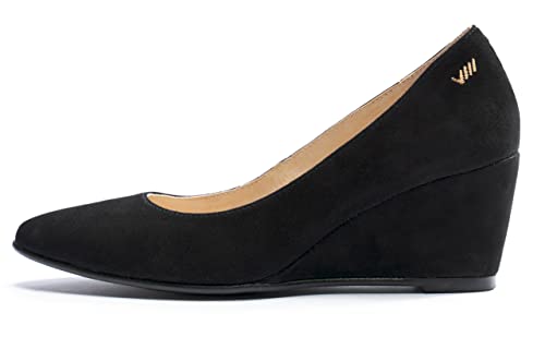VISCATA Verona Women's Suede Wedge, Spain Handmade Casual Pump Comfortable Shoes with a Sturdy All Natural 2.5” Wedge. Made with Cushioned Leather Insole and Lined with Premium Leather