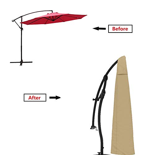 boyspringg Patio Offset Hanging Umbrella Cover Waterproof Market Parasol Cover Durable 600D Cover for Offset Patio Umbrella Large (Beige) - Thumbnail 4