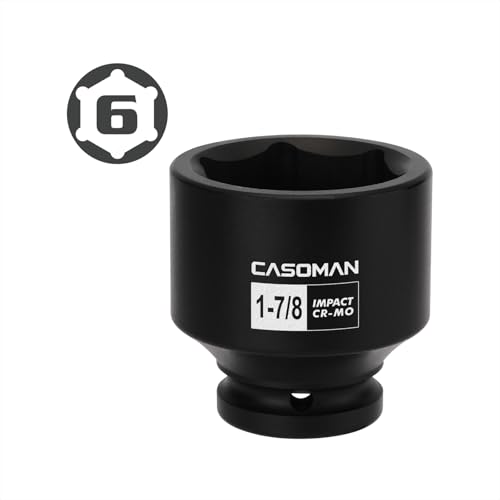 Image of CASOMAN 3 /4 inch Drive 6 Point SAE Impact Socket-1-7 /8 inch, Shallow, Heat-Treated, CR-MO, Axle Nut Socket for Easy Removal of Axle Shaft Nuts (1-7 /8 inch)