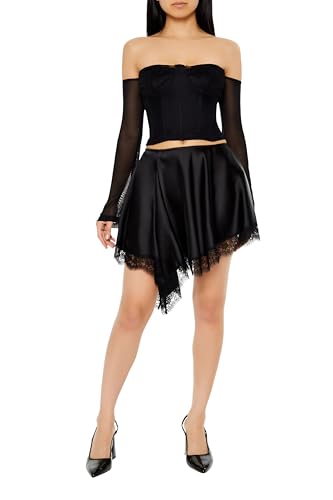 Forever 21 Women's Eyelash Lace-Trim Mini Flare Skirt Black X-Small at Amazon Women's Clothing store Forever 21 Women's Eyelash Lace-Trim Mini Flare Skirt Black X-Small at Amazon Women's Clothing store