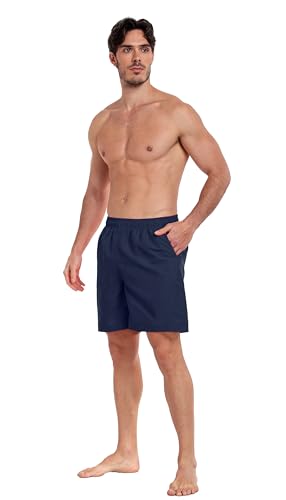 Adoretex Men's Solid Swim Board Shorts with Mesh Liner, Elastic Waistband Swim Trunks with Two Side Pockets for Adult2