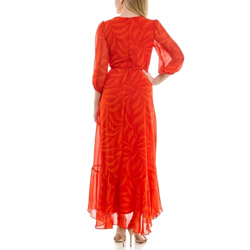 Image of Maison Tara Women's V-Neck Ruffle Faux Wrap Maxi Dress