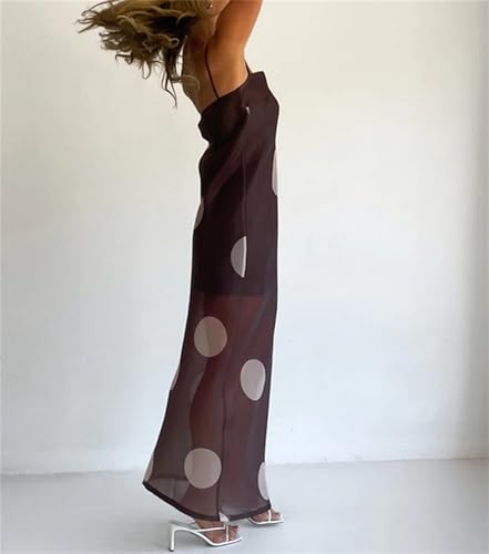 Image of Yuemengxuan Boho Maxi Dresses for Women Spaghetti Strap Flowy Smocked Long Dress Casual Summer Vacation Beach Maxi Dress