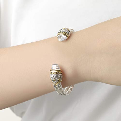 UNY Designer Inspired Jewelry Double Cable Wire Facet CZ Antique Bangle Elegant Beautiful4