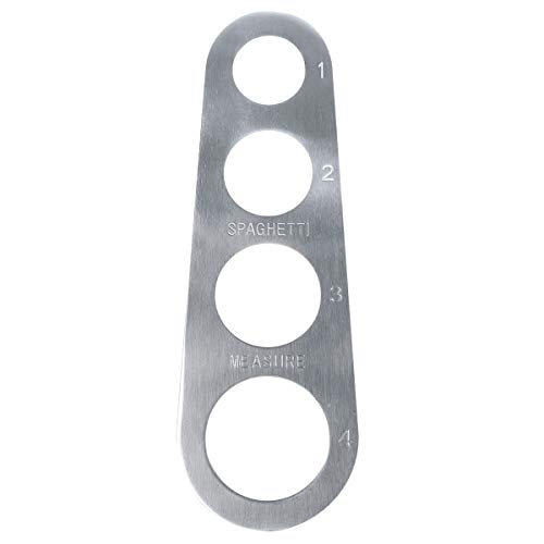 JJPRIME Medidor de Espaguetis de Acero Inoxidable con 4 Agujeros para cocinar, Cocinero Italiano, Plateado, Small