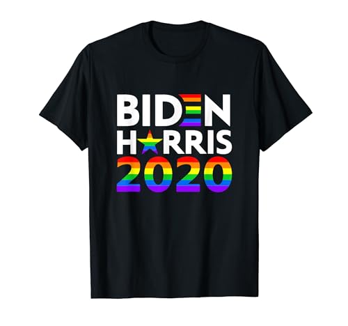 Biden Harris 2020 LGBT Gay Pride Rainbow Flag T-Shirt