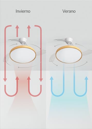 Miniatura 6 de Create Wind Clear Studio M Ventilador De Techo Con Luz Blanco Y Madera Clara Con Mando 40w, Temporizador, Ø 108 Cm, Aspas Retráctiles, 3 Temperaturas De Luz, Función Verano-Invierno