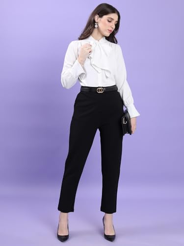 Image of Tokyo Talkies Tapered Fit Trousers |Ankle Length Ultrasoft |Formal Workwear |Cigarette Pants