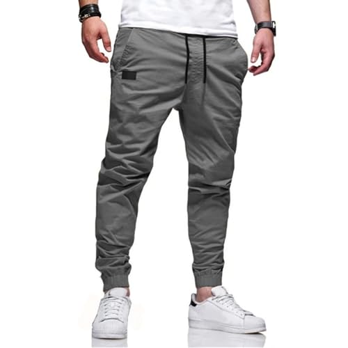 Mens Casual Joggers Cotton Drawstring Chino Cargo Pants Hiking Outdoor Twill Track Jogging Sweatpants Pants