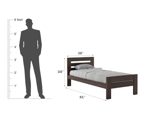 Image of BM WOOD FURNITURE Single Size Sheesham Wood Bed for Bedroom with 2 Years Warranty | Office Furniture | Living Room Cot | Wooden Bed | Daybed |Traditional Beds | Bedroom Furniture |Walnut Finish