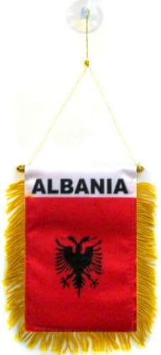 Wholesale lot 12 Albania Mini Flag 4''x6'' Window Banner w/suction cup - Party Decorations Supplies For Parades - Prime Outside, Garden, Men Cave Decor Flag
