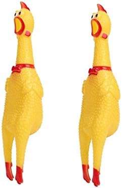 2 Pack Large Screaming Chicken Toy Rubber Squawking Chicken 12 inch