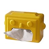 KALWEL Ceramic Robot Tissue Box Holder,Tissue Holder for Bathroom,Funny Tissue Box Cover,for Dining Room,Office Countertops Living Room,Bedroom Rectangular Decor - 19.5 x 9.5 x 12.5CM - Yellow