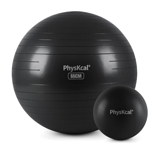 PhysKcal 55cm Black Dicker Gymnastikball und 23 cm Pilatesball Set, Anti...