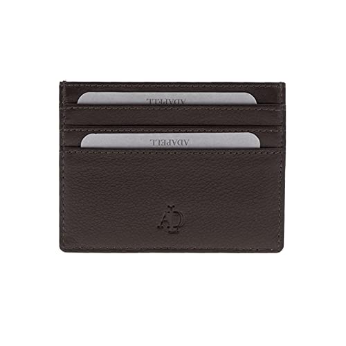 Tarjetero - Tarjetero Cuero - Tarjetero pequeño - Tarjetero Piel auténtica - Tarjetero Unisex - Capacidad hasta 8 Tarjetas - ADAPELL®. (Marrón) Cover