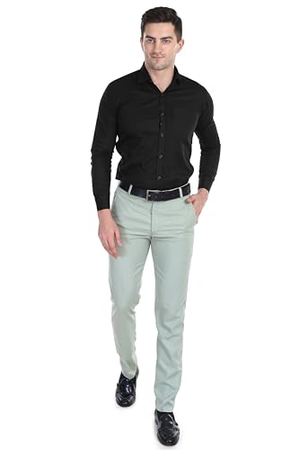 Image of Men's Stretchable Solid Plain Formal Trousers - Regular Fit Stylish Pants for Office & Party, Fashionable Dress Trousers for Men