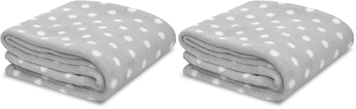 Image of Little Starter Plush Toddler Blanket, Grey Dot (Pack of 2)