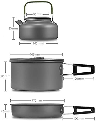 Qtiwe 10-Piece Cookware Kit Picnic Pots Cookware Camping Set for Camping Outdoor Hiking Picnic BBQ, Foldable Camping Pots, Fda Certified