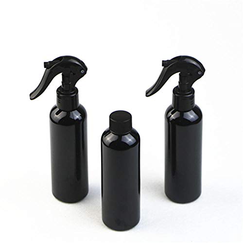 Preisvergleich Produktbild 200 ml runde schwarze PET Feinnebelreiniger Sprühflasche Bewässerung Handknopf Bewässerungsdose zur Reinigung von Blumengarten Bewässerungswerkzeugen-Schwarze runde Flasche + schwarze Düse_5 Stück