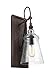Feiss WB1850DWI Loras Glass Wall Sconce Lighting, Iron, 1-Light (6"W x 17"H) 75watts