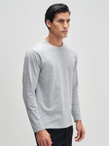Image of XYXX Men's Solid Cotton T-Shirt | Round Neck Tshirt | Full Sleeves | Solid-Regular Fit Tshirt for Men