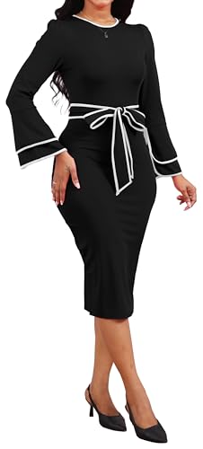 VisiChenup Sexy Dress for Women Crew Neck Long Sleeve Pencil Cocktail Party Dresses2