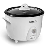 SOGO Arrocera Eléctrica 1,5L Blanca para Cocina Saludable - Olla Arrocera Eléctrica Antiadherente con Función Mantener Caliente - Rice Cooker Compacta Ideal para Arroces de Precisión y Sushi