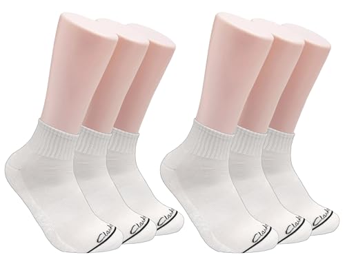 Clarks Men's Sport Half Cushion Quarter Crew Socks 6 Pair, White, Men's 7-12 Shoe