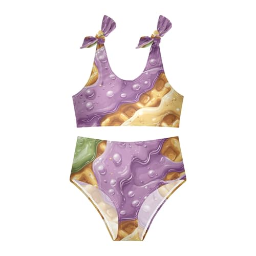 Purple Green Gold Ice Cream Girls Tankini Swimsuit Kids Bikini Sets 2 Pcs Bathing Suit 3T3