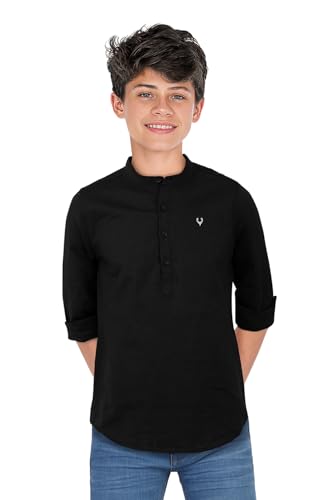 Image of Allen Solly Boys' Solid Cotton Kurta | Full Sleeve | Soft Breathable Feel | Festive & Wedding Ethnic Wear