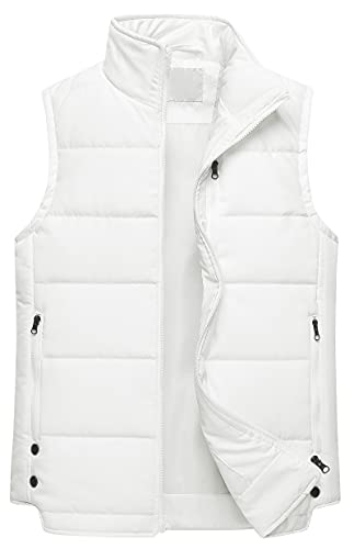 Chrisuno Women'S Puffer Vest Outerwear Golf Winter Quilted Puffer Vest White L