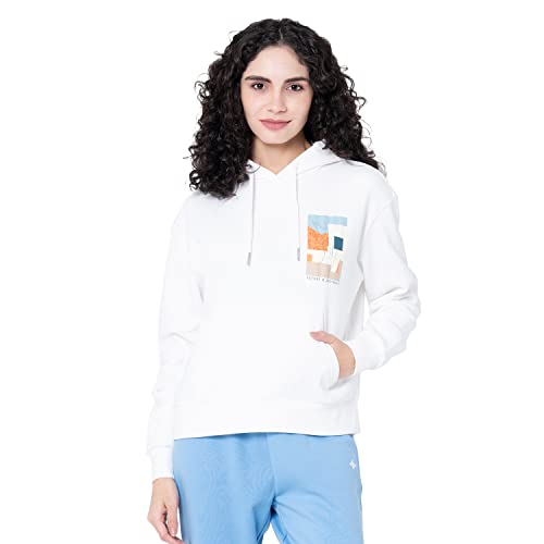 Image of Mode By Red Tape Women's Off White Graphic Print Hoodie